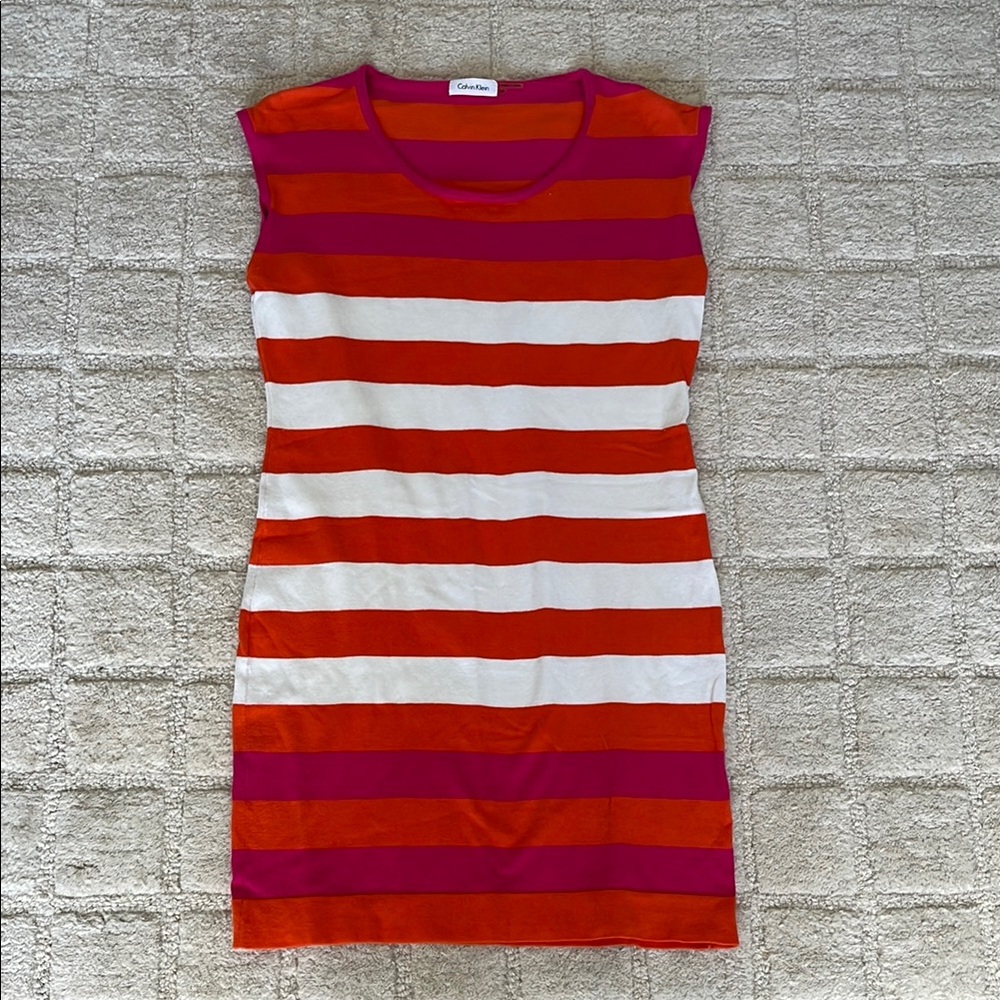 Calvin Klein Cap Sleeve Midi Dress Crew Neck